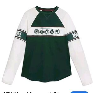 Marvel Avengers Holiday Raglan Long Sleeve Shirt Green, Adult XXL, NWT